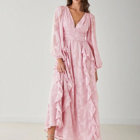 Pink Elegant Women's Romantic Pastel Maxi Dress - Picture 4 of 8
